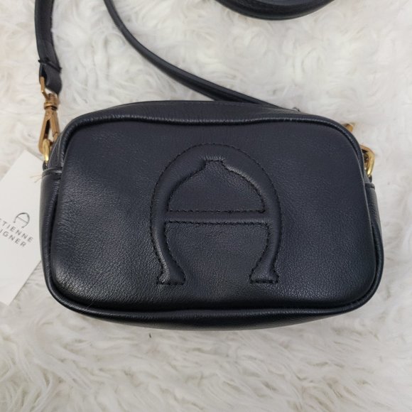 Etienne Aigner Black Leather Adeline Mini Crossbody Camera Bag - Picture 3 of 10